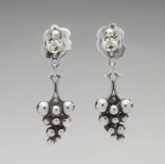 Harald Nielsen Georg Jensen Silver Grape Dangle Earrings No 40 By Harald Neilsen - 3384895