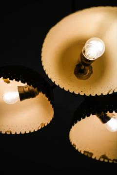 Harald Notini Ceiling Lamp with Three Dome shaped Brass Shades by Harald Notini 1940s - 4443690