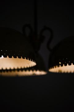 Harald Notini Ceiling Lamp with Three Dome shaped Brass Shades by Harald Notini 1940s - 4443691