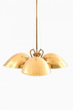 Harald Notini Ceiling Lamp with Three Dome shaped Brass Shades by Harald Notini 1940s - 4444281