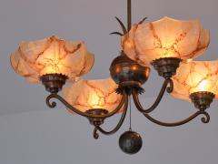 Harald Notini Harald Notini Chandelier in Brass and Marbled Glass B hlmarks Sweden 1927 - 4410395