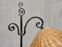 Harald Notini Harald Notini Wrought Iron Floor Lamp Rattan Shade B hlmarks Sweden 1930s - 4118340