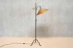 Harald Notini Harald Notini Wrought Iron Floor Lamp Rattan Shade B hlmarks Sweden 1930s - 4118350