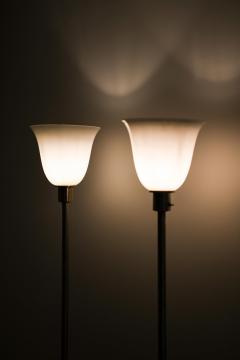 Harald Notini Pair of Floor Lamps in Nickel and Opaline Glass by Harald Notini 1930s - 4443328