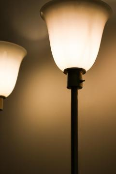 Harald Notini Pair of Floor Lamps in Nickel and Opaline Glass by Harald Notini 1930s - 4443330