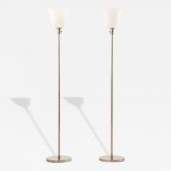 Harald Notini Pair of Floor Lamps in Nickel and Opaline Glass by Harald Notini 1930s - 4456936