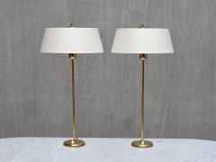 Harald Notini Pair of Tall Brass Table Lamps by Harald Notini for B hlmarks Sweden 1950s - 4557471