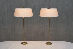 Harald Notini Pair of Tall Brass Table Lamps by Harald Notini for B hlmarks Sweden 1950s - 4557472