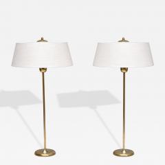 Harald Notini Pair of Tall Brass Table Lamps by Harald Notini for B hlmarks Sweden 1950s - 4559147