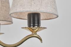Harald Notini Six Armed Brass Chandelier by Harald Notini Attr for B hlmarks Sweden 1940s - 4710996