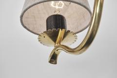 Harald Notini Six Armed Brass Chandelier by Harald Notini Attr for B hlmarks Sweden 1940s - 4710997