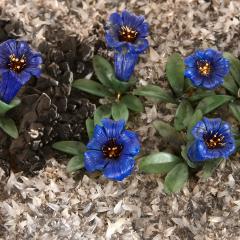 Hardstone quartz gold nephrite lapis lazuli model of an alpine flower bed - 2994604