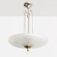 Harold Notini HAROLD NOTINI SWEDISH ART DECO ETCHED GLASS PENDANT WITH CRYSTALS BY B HLMARKS  - 3636257