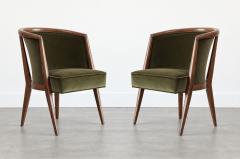 Harold Schwartz Lounge Chairs in Olive Velvet C 1950s - 4788478
