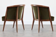 Harold Schwartz Lounge Chairs in Olive Velvet C 1950s - 4788480