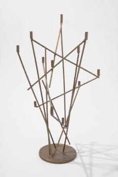 Harry Bertoia Brutalist Melt Coated Welded Steel Rod Candlbra - 4597736