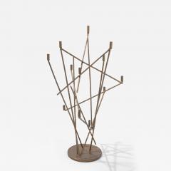 Harry Bertoia Brutalist Melt Coated Welded Steel Rod Candlbra - 4598184