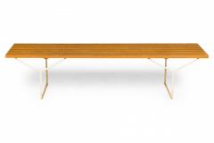 Harry Bertoia Harry Bertoia For Knoll International Wooden Slat And White Metal Bench - 3169979