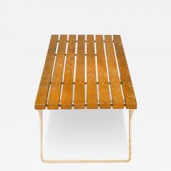 Harry Bertoia Harry Bertoia For Knoll International Wooden Slat And White Metal Bench - 3179012