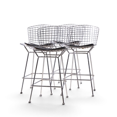 Harry Bertoia Harry Bertoia for Knoll Mid Century Chrome Bar Stools Set of 4 - 4722546
