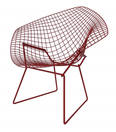 Harry Bertoia Mid Century Modern Red Wire Diamond Lounge Patio Chair by Harry Bertoia Knoll - 2721375