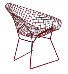 Harry Bertoia Mid Century Modern Red Wire Diamond Lounge Patio Chair by Harry Bertoia Knoll - 2721518