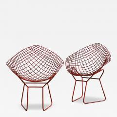 Harry Bertoia Pair of China red lacquered Diamond chairs by Harry Bertoia 1950 - 4522107