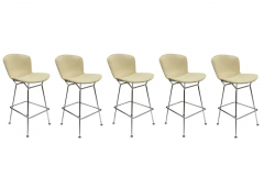 Harry Bertoia Set of Five Mid Century Modern Harry Bertoia for Knoll Wire Bar Stools - 2537353