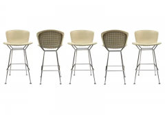 Harry Bertoia Set of Five Mid Century Modern Harry Bertoia for Knoll Wire Bar Stools - 2537383