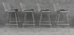 Harry Bertoia Set of Four Harry Bertoia for Knoll Barstool in Chrome Black Leatherette - 3339084