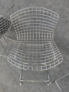 Harry Bertoia Set of Three Harry Bertoia for Knoll Barstool in Chrome Black Leatherette - 4033326