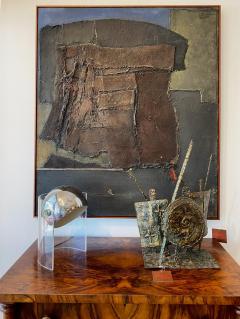 Harry Irving Gates Harry Irving Gates Abstract Mixed Media Sculpted Painting 1962 Red Furnace  - 4364202