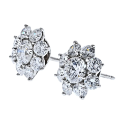 Harry Winston HARRY WINSTON 3 63 CARAT SUNFLOWER ROUND DIAMOND CLUSTER STUD EARRINGS - 2732013