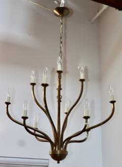 Hart Associates Associates 1970s Patinated Brass 12 Arm Chandelier Attributed To Hart Associates - 3048785