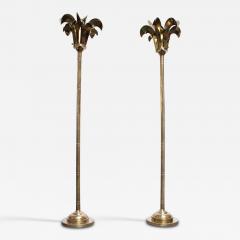 Hart Associates Pair of Vintage Brass Palm Tree Frond Floor Lamps by Hart Associates - 2839108