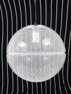 Harvey Guzzini Harvey Guzzini Post Modern Striped Op Art Globe Pendant Lamp by Meblo 1970s - 4067129