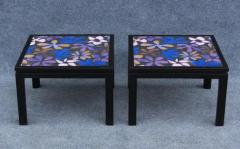 Harvey Probber 1960s Pair of Harvey Probber Copper Mahogany Flower Top Side Tables - 3605322