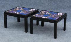 Harvey Probber 1960s Pair of Harvey Probber Copper Mahogany Flower Top Side Tables - 3605323
