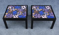 Harvey Probber 1960s Pair of Harvey Probber Copper Mahogany Flower Top Side Tables - 3605324