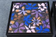 Harvey Probber 1960s Pair of Harvey Probber Copper Mahogany Flower Top Side Tables - 3605326