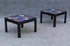 Harvey Probber 1960s Pair of Harvey Probber Copper Mahogany Flower Top Side Tables - 3605345