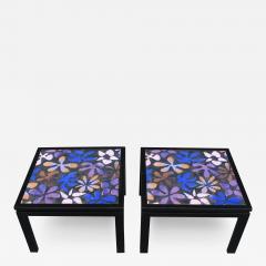 Harvey Probber 1960s Pair of Harvey Probber Copper Mahogany Flower Top Side Tables - 3610868