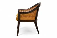 Harvey Probber American Mid Century Dark Wood Caning and Striped Upholstery Ar - 4634354