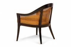 Harvey Probber American Mid Century Dark Wood Caning and Striped Upholstery Ar - 4634355