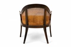 Harvey Probber American Mid Century Dark Wood Caning and Striped Upholstery Ar - 4634356