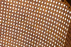 Harvey Probber American Mid Century Dark Wood Caning and Striped Upholstery Ar - 4634360