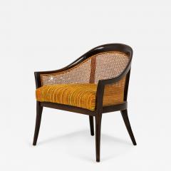 Harvey Probber American Mid Century Dark Wood Caning and Striped Upholstery Ar - 4689741