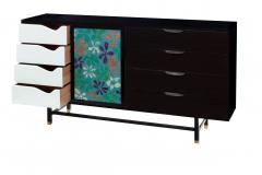 Harvey Probber Cabinet With Stunning Jewelry Enamel Doors by Harvey Probber 1950s Signed  - 1558408