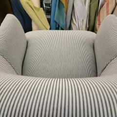 Harvey Probber Drexel Faux Shearling Ticking Swivel Chair - 2844337
