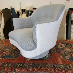 Harvey Probber Drexel Faux Shearling Ticking Swivel Chair - 2844342